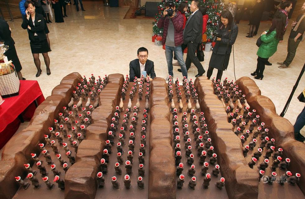 Figuras de chocolate de guerreros y caballos en hotel de Xi'an