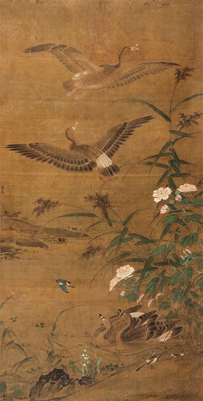 Los gansos salvajes entre las ca?as por Lv Ji [Foto: artron.net]