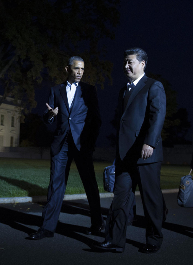 Xi Jinping y Obama pasean juntos antes de cenar