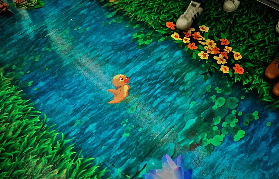 Grafiti con temática subacuática en el metro de Foshan