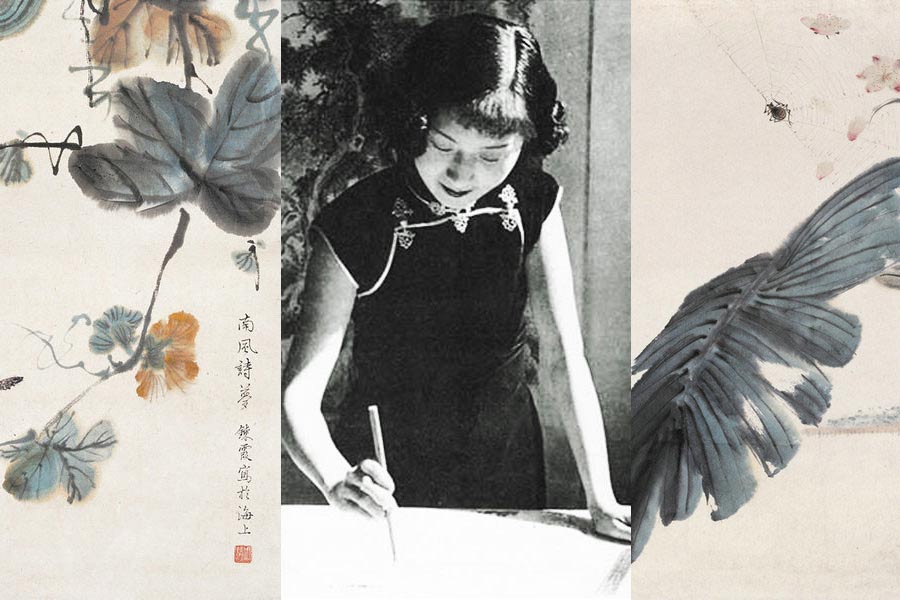 Zhou Lianxia. [Fotografía de archivo]; Pintura en tinta china de Zhou Lianxia. [Foto/China.com]