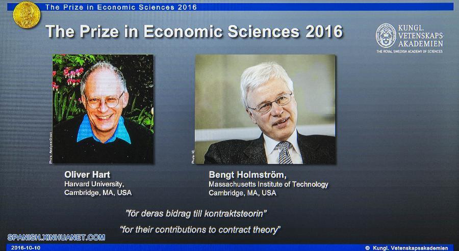 Dos economistas comparten Nobel de Economía 2016