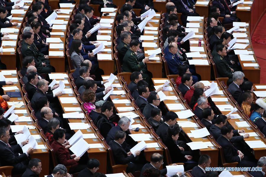 La quinta sesión del XII Comité Nacional de la Conferencia Consultiva Política del Pueblo Chino comienza su conferencia de clausura el lunes en Beijing. (Xinhua/Wang Ye)