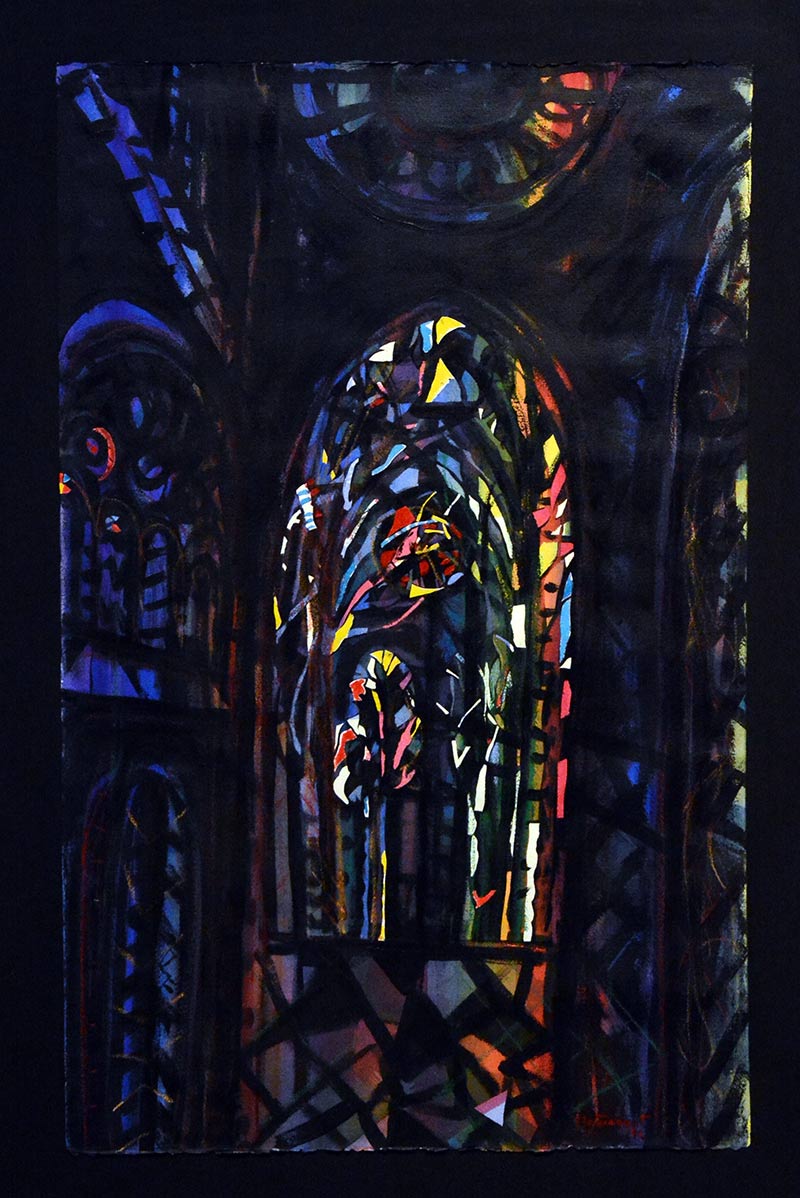 “Trazos y transparencias”, muestra personal del pintor ecuatoriano Miguel Betancourt expuesta en la Galería de Arte de la Biblioteca Capitalina de Beijing (Foto:YAC) 