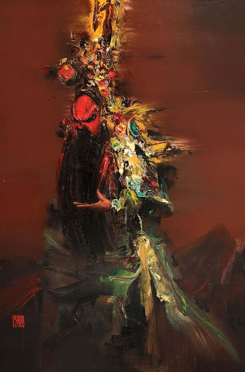 Obra del artista Deng Yu, pintada con la técnica del pincel “cepillo de bambú”. [Foto: proporcionada a China Daily]