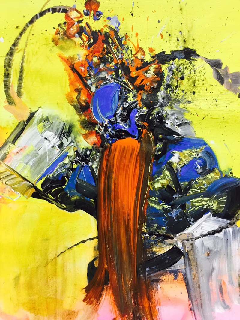 Obra del artista Deng Yu, pintada con la técnica del pincel “cepillo de bambú”. [Foto: proporcionada a China Daily]