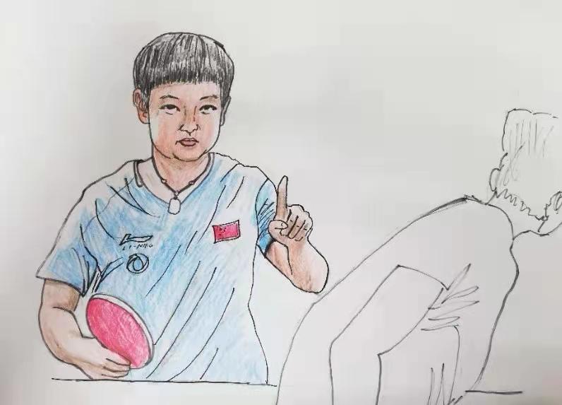 Tang Xinkun dibuja a Sun Yingsha en su victoria 4-0 en semifinales contra la japonesa Mima Ito en el evento individual femenino de tenis de mesa. [Foto: proporcionada a China Daily]