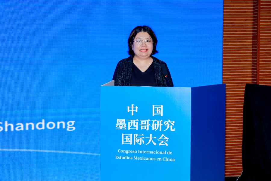 Figura 13: La profesora asociada Zhao Fang presentando el balance final del congreso (Foto proporcionada por el Congreso Internacional de Estudios sobre México en China)